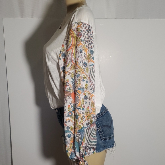 Anthropologie Maybelle Tied-sleeve top Paisley Sleeve Size M - Picture 7 of 15